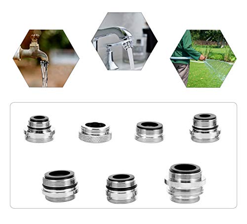 YJZ 7pcs/set Faucet Aerator Adapter Kit,Brass Kitchen Faucet Accessories Adapter Kit, Female to Male Faucet Adapters for Garden Hose, Sink Sprayers,Water Filters