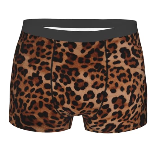 Leopard Print Men's Boxer Briefs Soft Breathable Underwear Stretch Moisture-Wicking Trunks Tagless