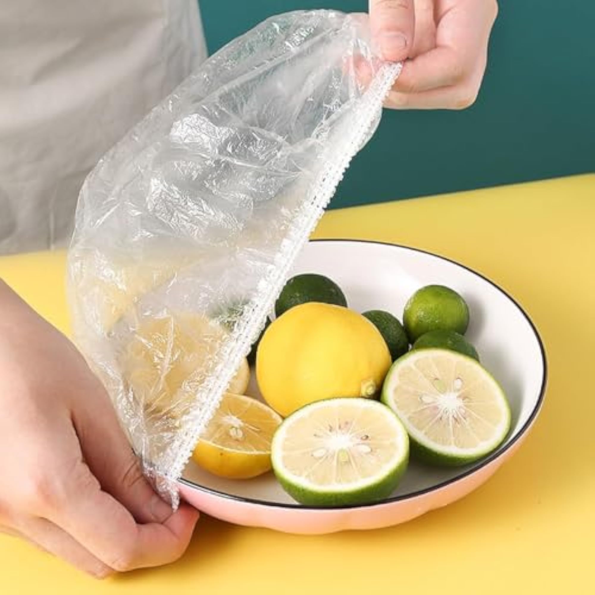 Disposable Food Covers, 100 Pcs Elastic Plastic Wrap