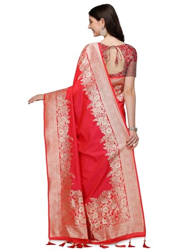 Image of Mehrang Cotton Banarasi Silk Saree for Women With Unstitched Blouse Piece
