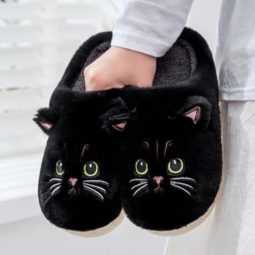 Cat Slippers for Womens Mens Winter Indoor Outdoor Plush Animal Slippers Fluffy Cozy Warm Memory Foam Bedroom Garden Home Couple Shoes2