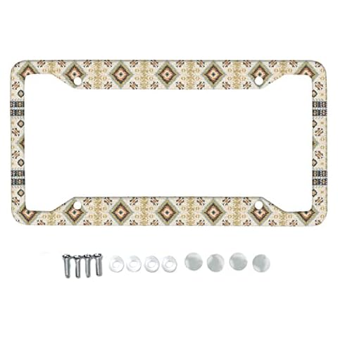 Upetstory Decorative Boho License Plate Frames Southwestern Aztec Car Accessories Aluminum Car Tags Covers Front Plates Holder US Standard for Men Women Cover