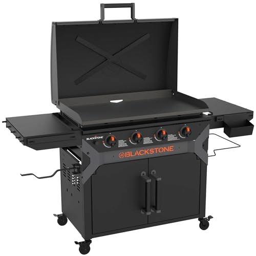 Blackstone 2309 Iron Forged 36” Omnivore Griddle with X-Braced Hood and Enclosed Cabinet, Powder Coated Steel, Black