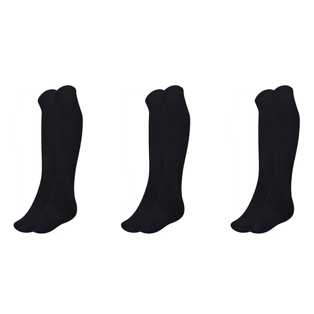 MUKHAKSH (Pack of 3 Pairs = 6 Socks Boys Winter Woolen Warm Black Knee Length Knee High Socks