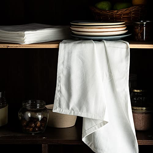 Candy Cottons Set Of 6 Kitchen Dish Towels, 100% Cotton Kitchen Towels, With Hanging Loop, Dishcloth Sets For Washing & Drying Dishes, Tea Towels & Hand Towels 18X28, White #TOP1