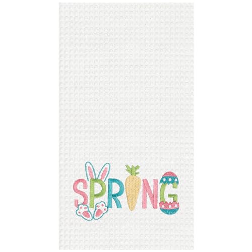 C&F Home Spring Easter Bunny Embroidered Cotton Waffle Weave Kitchen Towel 127mm