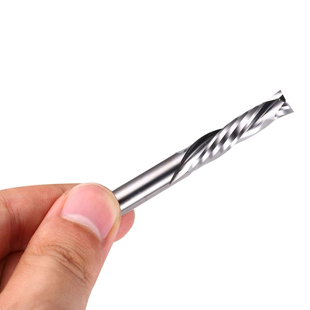 Punte per fresa a spirale CNC, 2 scanalature, punte a compressione con gambo da 8 mm, in carburo solido, per incisione su legno e MDF (8 x 35 mm, 2 pezzi)