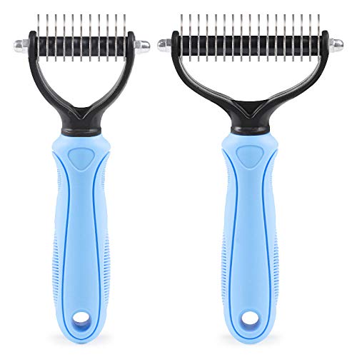 Preisvergleich Produktbild Miduo Haarkamm, Metalllegierung, offenes Ende, geknotet, Hundekamm, Haustierkamm, Schönheit, Blau, groß