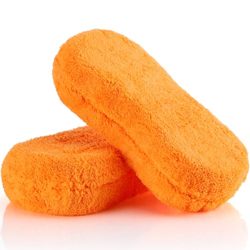 Image of Tanlade 2 Pcs Large Car Wash Sponge, Foam Sponge for Clean, Orange