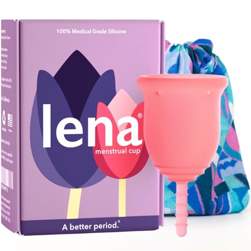 Lena Menstrual Cup Original – Reusable Silicone Period Cup for Regular Flow, 12-Hour Leak-Free Protection, Soft & Comfortable, Beginner-Friendly Design - Small, Pink