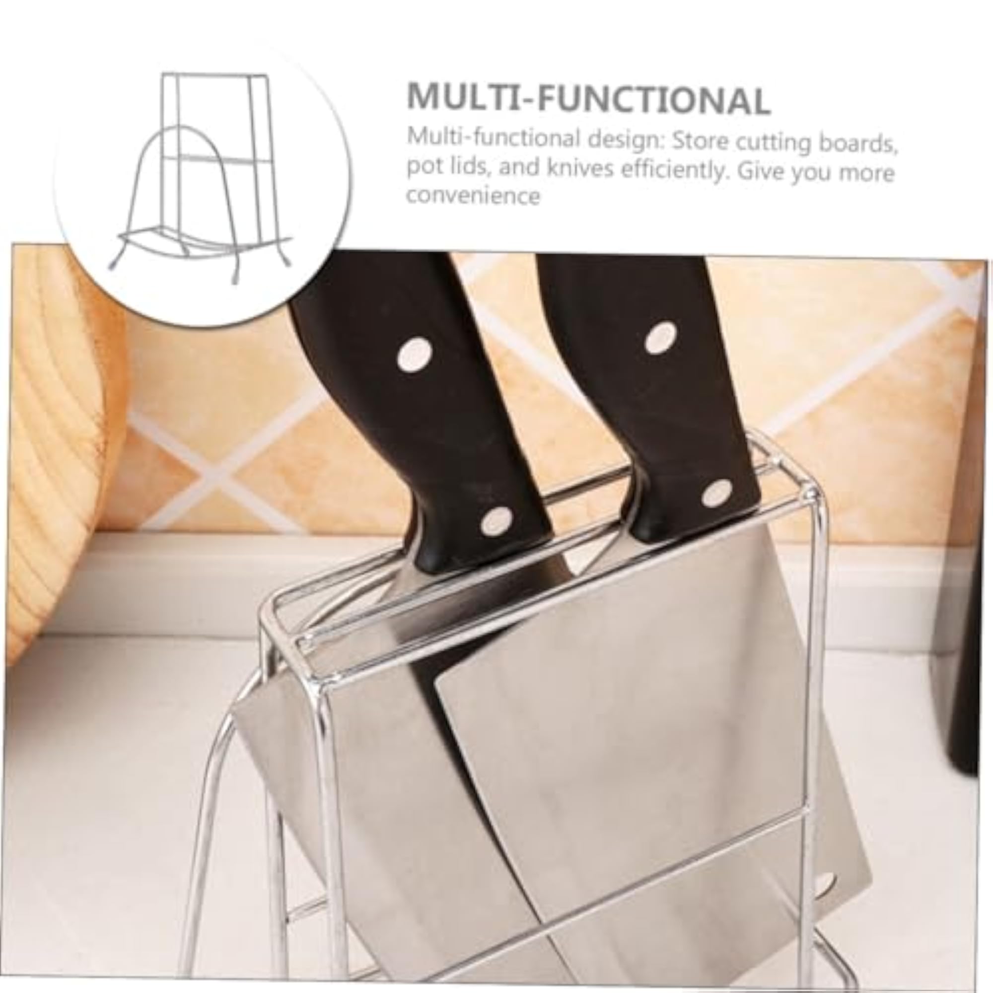 Stainless Steel Cutting Board Holder Rack Multi-functional Organizer