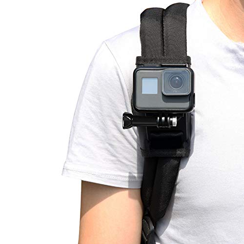 GOHIGH Backpack Shoulder Strap Mount for GoPro Hero 10, 9, 8, 7, 6, 5, 4, 3, AKASO OSMO Insta 360, Action Camera 360 Rotation Adjustable Chest Clip for Climbing Travel on Foot