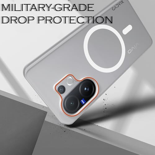 Image of Compatible for vivo V60e 5G Frosted Translucent Hard Back | Only Compatible with Wireless Magnetic Accessories | Thin and Slim Magnetic Back Cover (Clear)