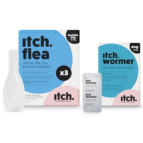 Itch Medium Dog Flea & Tick Treatment and Wormer Bundle for Dogs - 10-20kg