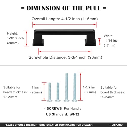 ASKANO 3-3/4 in Brushed Nickel Cabinet Pulls Square Handles 10 Pack P2206 by ASKANO - Used condition - Image 5