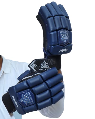 Image of WHITEDOT Sports Capital Cricket Batting Gloves||Suitable for Youth|Medium Right Hand||Navy Blue, Leather