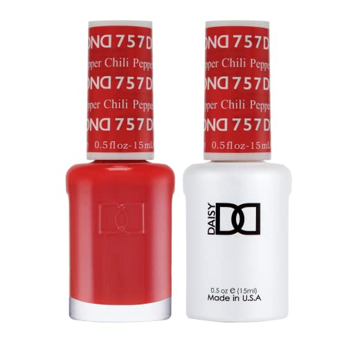 DND Gel Polish Set - 1 each of Red Gel Polish and Red Nail Polish, 757 Chili Pepper, 0.5 Fl Oz