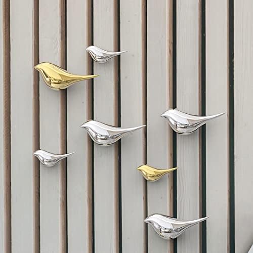 wood nymph 3D Bird Wall Decor with Metal Plating Texture,Gold Bird Wall Art,7Pcs DIY Hanging Bird Wall Decor for Pool Decor,Bathroom Decor,Bedroom Decor,Patio Decor,Kids Room Decor,Wedding Decor