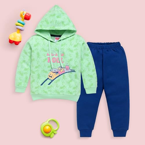 Image of LuvLap Baby Boys Full Sleeve Boys Hooded Sweatshirt & Pyjama Set