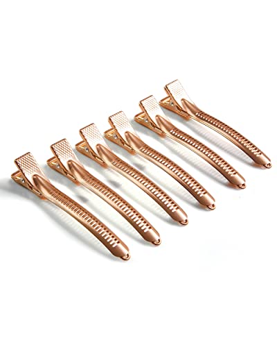 Kitsch Hair Clips For Styling & Sectioning - Xl Alligator Hair Clips | Alluminum Duck Billed Hair Clips For Long Hair | Hair Styling Clips | Roller Clips For Short Hair | Stylish Hairclips, 6Pc (Gold) #TOP6