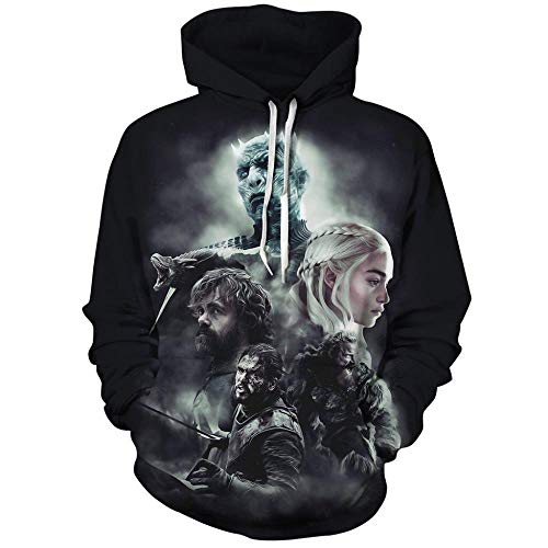 Lklik Hombres Mujeres Unisex 3D Imprimir Sudadera con Capucha Sudadera Juego de Tronos M