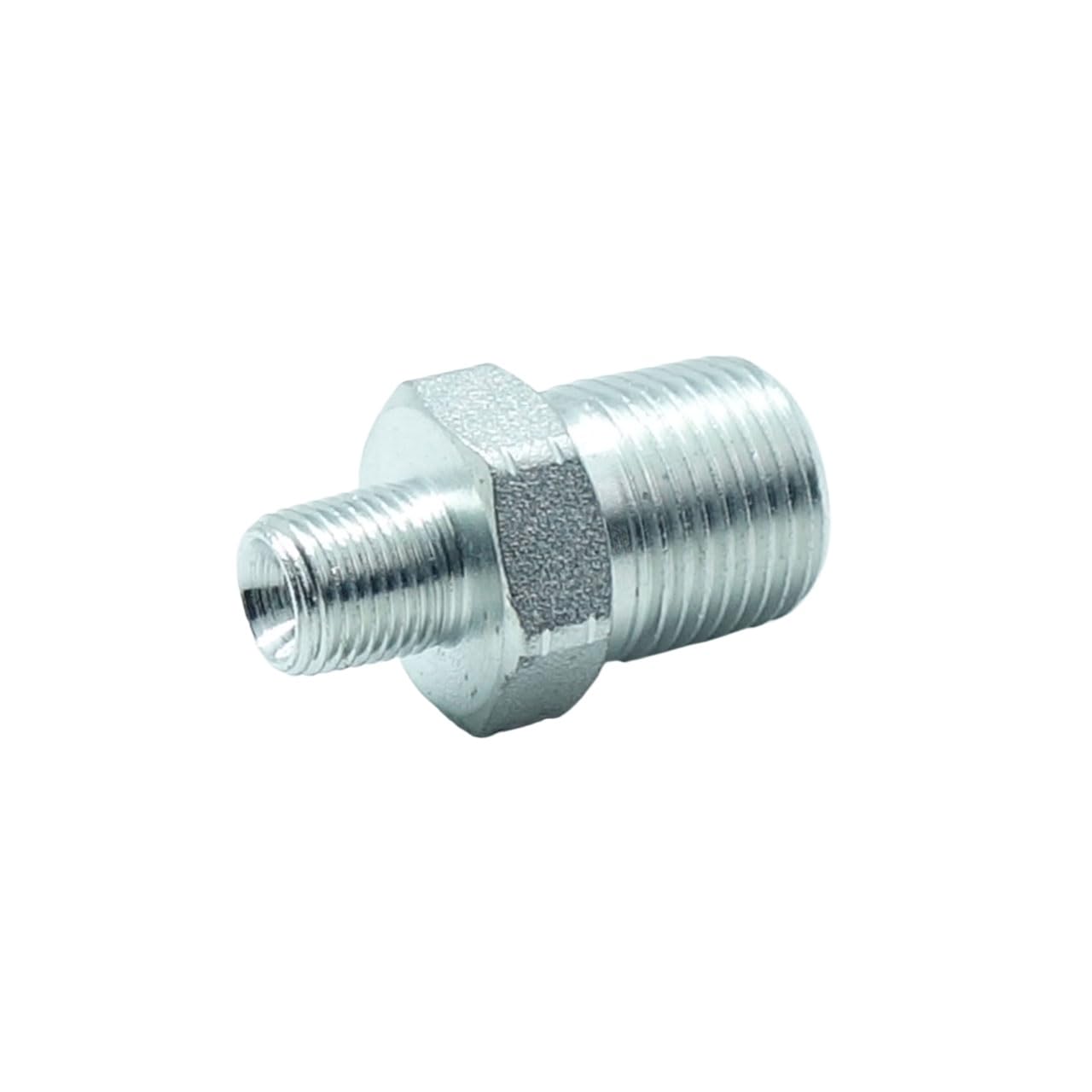 2 Pcs 3/8" x 1/8" Male NPT Hex Nipple Plated Steel Hydraulic Fitting Adapter