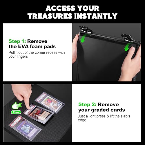 Image of Kabinka Graded Card Case, Aluminum Alloy Graded Card Storage Box | Holds 140 Card Slabs, Sports Trading Card Case with TSA Combination Lock, Fits PSA /CSG /CGC /SGC /BGS, Carbon Fibre