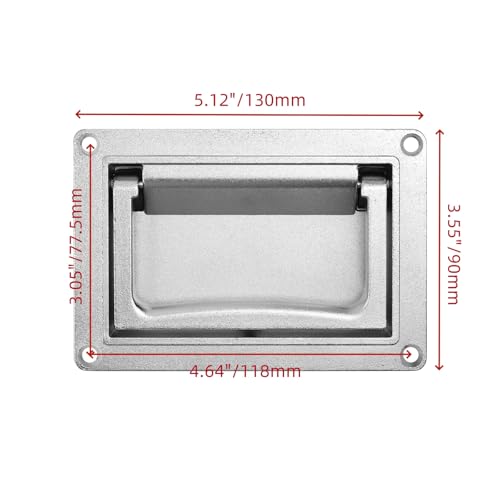 Image of Bitray Recessed Pull Handle Heavy Duty Zinc Alloy Flush Handle Deck Hatch Handle Silver