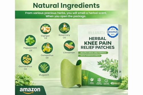 Image of Herbal Knee Pain Relief Patches - 30 PCS (Pack of 3) Arthritis Inflammation Patch Sticker | Instant Relief from Pain | Joint Pain Relief Products Natural Wormwood Extract Patch for Knee