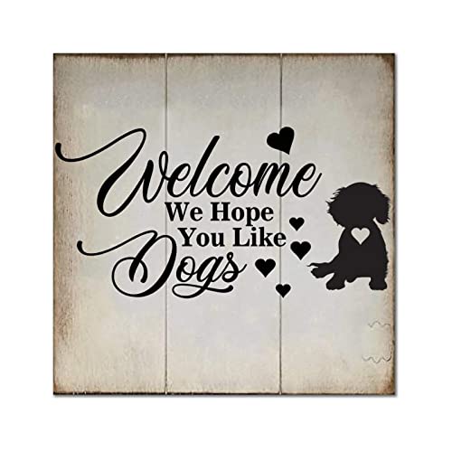 Plaque en bois Welcome Beagle : décoration murale suspendre entrée salon 30cm