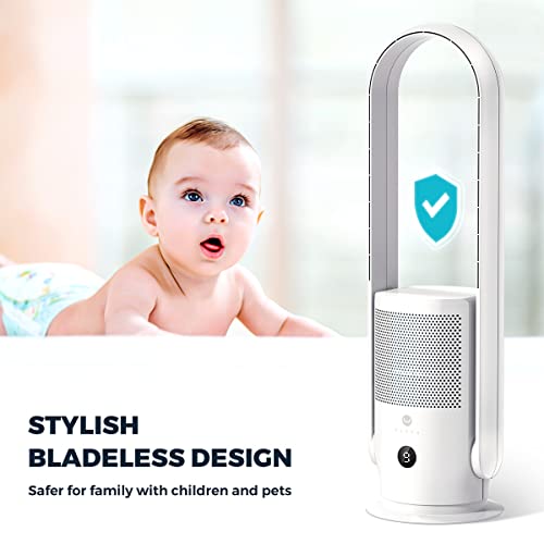 Ultty Bladeless Tower Fan And Air Purifier In One, True Hepa Filter 99.97% Smoke Dust Pollen Dander, Oscillating Tower Fan With Remote Control R22, White #TOP7