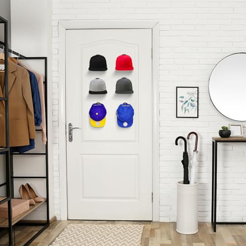 Vuteukis 12 Stück Cap Halterung Wand, Selbstklebende Kappenhalter, Basecap Halterung Wand mit 12 Doppelseitiges Klebeband und 12 Nägel (6 Transparent und 6 Schwarz)