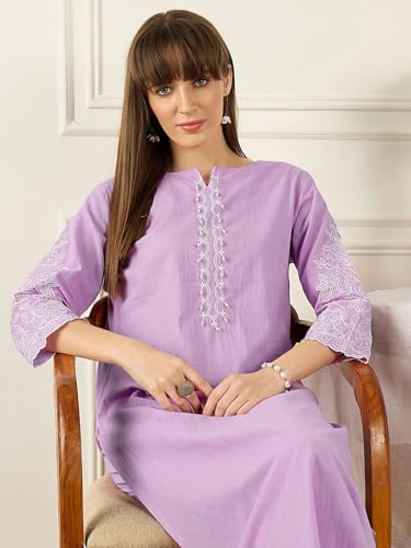 Image of INDO ERA Women's Embroidered Anarkali Kurta Pant Set with Dupatta | Cord Set For Women Cotton