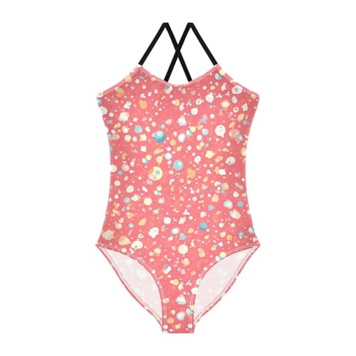 KLL Red Glitter Texture Girl 1-Piece Swimsuits Beach Swimming Suits Adjustable Shoulder Strap UPF 50+