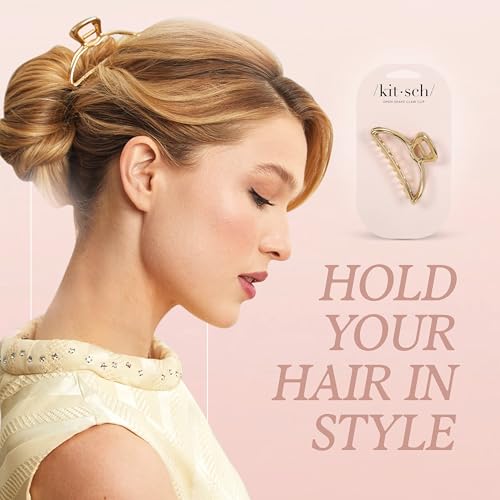 Kitsch Metal Hair Clips for Women - Durable & Elegant Metal Claw Clips, Perfect for Everyday Use & Special Occasions - Gold, 1 Pc4