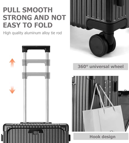 feilario Hardside Expandable Spinner Wheel Luggage, Built-In TSA lock Carry on Suitcase, with Cup Holder & Phone Holder in 18in/20in/24in Sizes, grey, 24in, Business