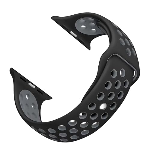 Image of YODI New Edition Soft Silicone Sport Strap Band for Fire-Boltt Ring BSW005, FireBoltt Ring Pro BSW029, CrossBeats Ignite Cube /Surge /S5 /S4 /S3 /S4 Max Smartwatch (Watch Not Included) (BLACK-GREY)