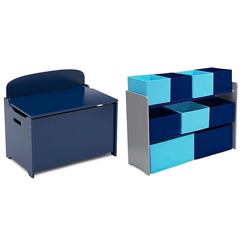 Delta Children MySize - Caja de juguetes de lujo, certificado Greenguard Gold, azul profundo y organizador de juguetes de lujo con contenedores de