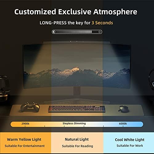 MELIFO Curved Monitor Light Bar for Curved Monitor,E-Reading LED Monitor Light with 3 Color Temperature Modes Stepless Dimming,Monitor Lamp with USB Powered for Work and Office