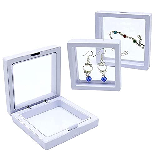 Lihuzmd 10 Stück transparente 3D-Schmuckaufbewahrungsbox, Outing-Reiseschmuck Unterpaket-Box PE-Folie versiegeltes Antioxidans,Weiß