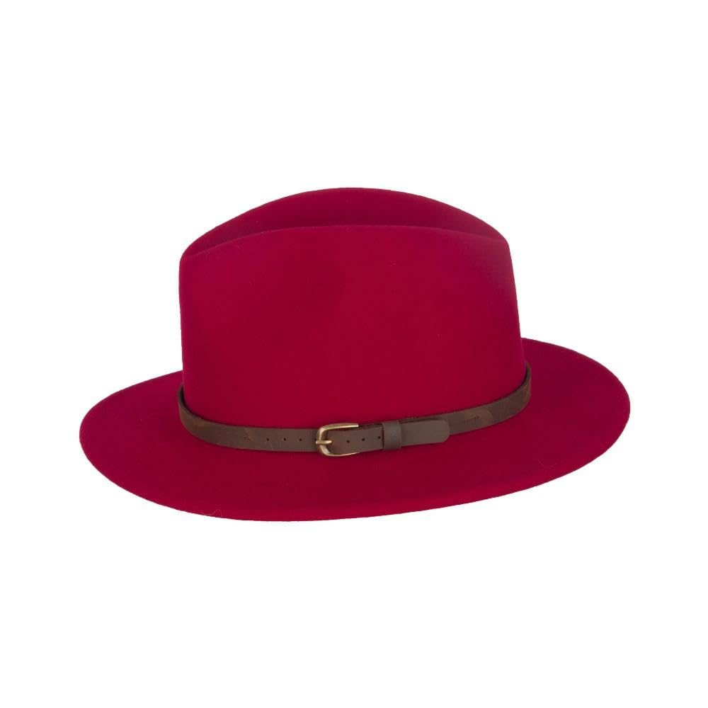 Walker And Hawkes Unisex Red - Wool Felt Dalby Outback Hat - M