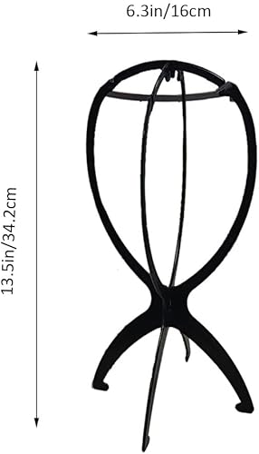 Miniatura 7 de Mydio 2 soportes modernos de metal para sombreros, duraderos y estables, soporte para pelucas, metal (negro)