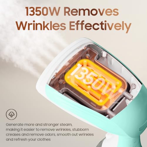 Image of Portable Hand Held Steamer for Clothes - 1350W Handheld Clothes Steamer, 15S Rapid Heating, Garment Wrinkle Remover Fastly Make Clothes Soft, Large-Capacity Iron for Hotels /Travel