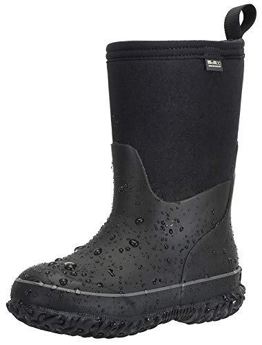 MCIKCC Kids Waterproof Rain Boots,High Snow Boots for Toddler Boys Girls,Textile Rubber Sole,9M black