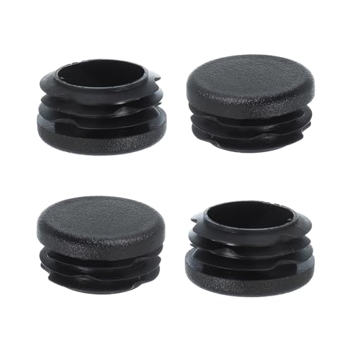 Image of PATIKIL 1-1 /4 Inch Plastic Tubing End Caps, 4 Pcs Round Hole Plug Insert for Round Iron Pipe Chair Leg Table Bookshelves Patio Furniture, Black
