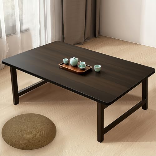FATOLRD Japanese Folding Floor Table Foldable Coffee Tables Wood Low Tables Versatile for Sitting Dining Table Tea Tatami Desk No Assembly Unique (39.4 * 19.7 * 11.8 inch)
