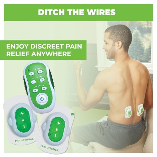 AccuRelief Wireless TENS Unit with Remote Control, TENS Pain Relief Device and Muscle Stimulator, for Back Pain, Neck Pain, Arm and Leg Pain