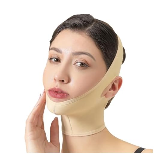 WKZSXXMJ Faja Facial Postquirúrgica para Compresión del Cuello con Correa para la Barbilla. Reducción Facial en Forma de V y Estiramiento de la Papada. para Mujeres.(M)