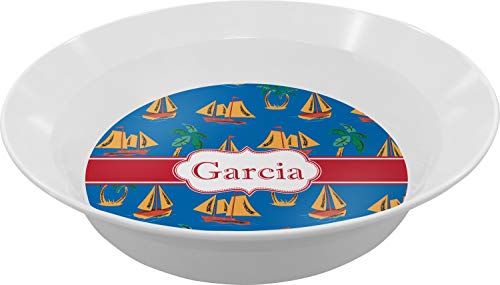 Personalized Boats & Palm Trees Melamine Bowl - 12 oz