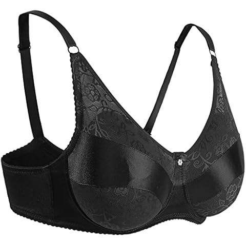 Windsleeping 42/95 Mastectomy Pocket Bra for Silicone Breast Forms Fake Boobs Black Cover